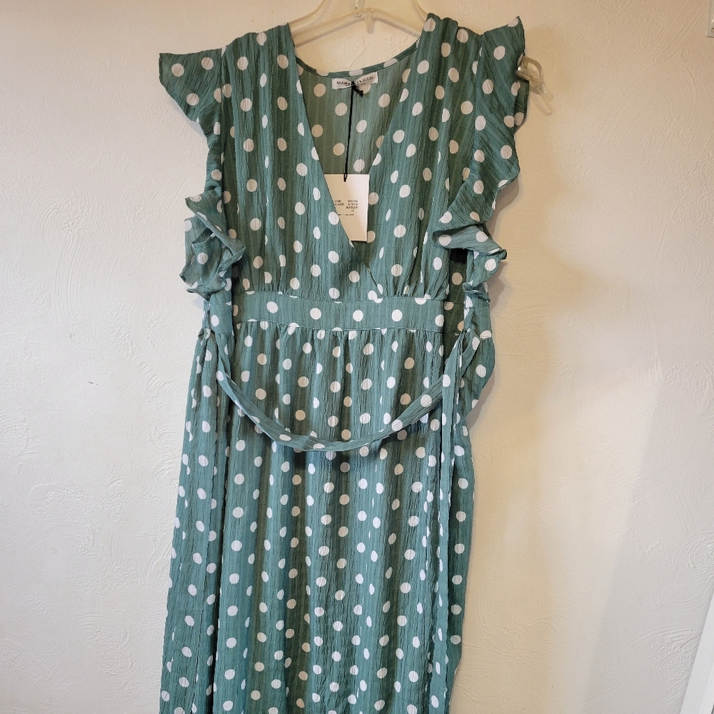 Green polka dot dress